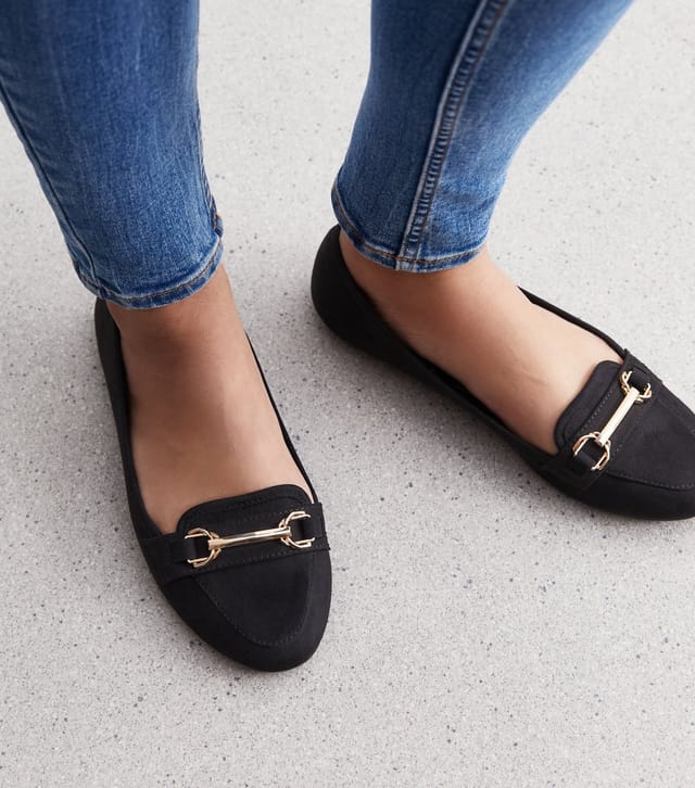 New Look Women's Black Suedette Snaffle Trim Loafers New Look - 2