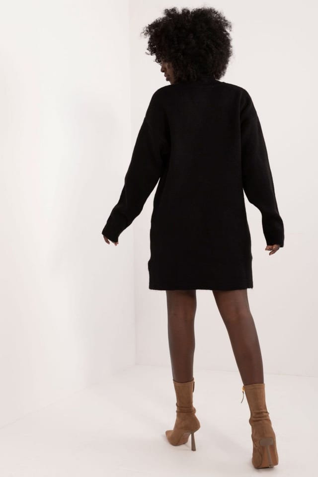 Love Lace Love Lace Women's Everyday Turtleneck Mini Dress in Soft Acrylic in Black - 3