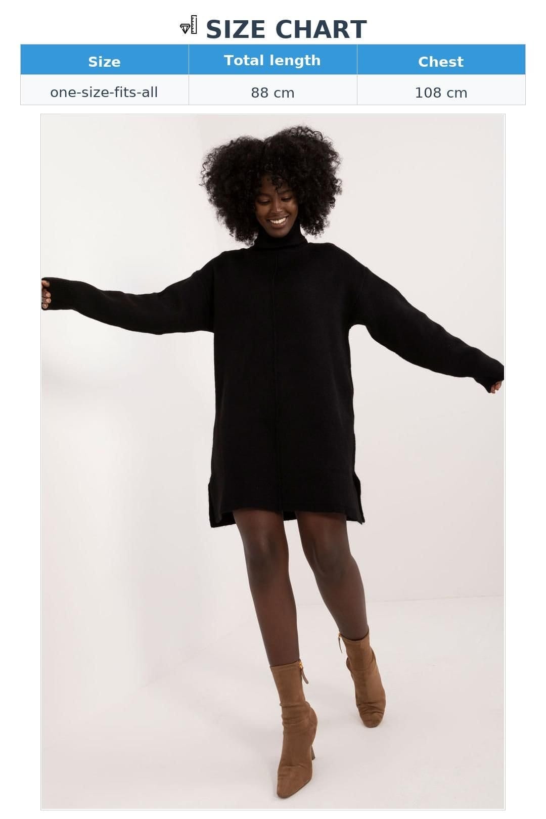 Love Lace Love Lace Women's Everyday Turtleneck Mini Dress in Soft Acrylic in Black - 4