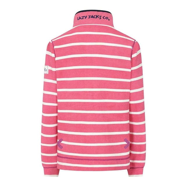 Lazy Jacks Lazy Jacks Women's Striped Pique Sweatshirt in Bright Pink - 2