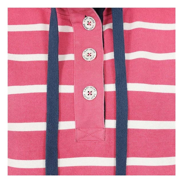 Lazy Jacks Lazy Jacks Women's Striped Pique Sweatshirt in Bright Pink - 3