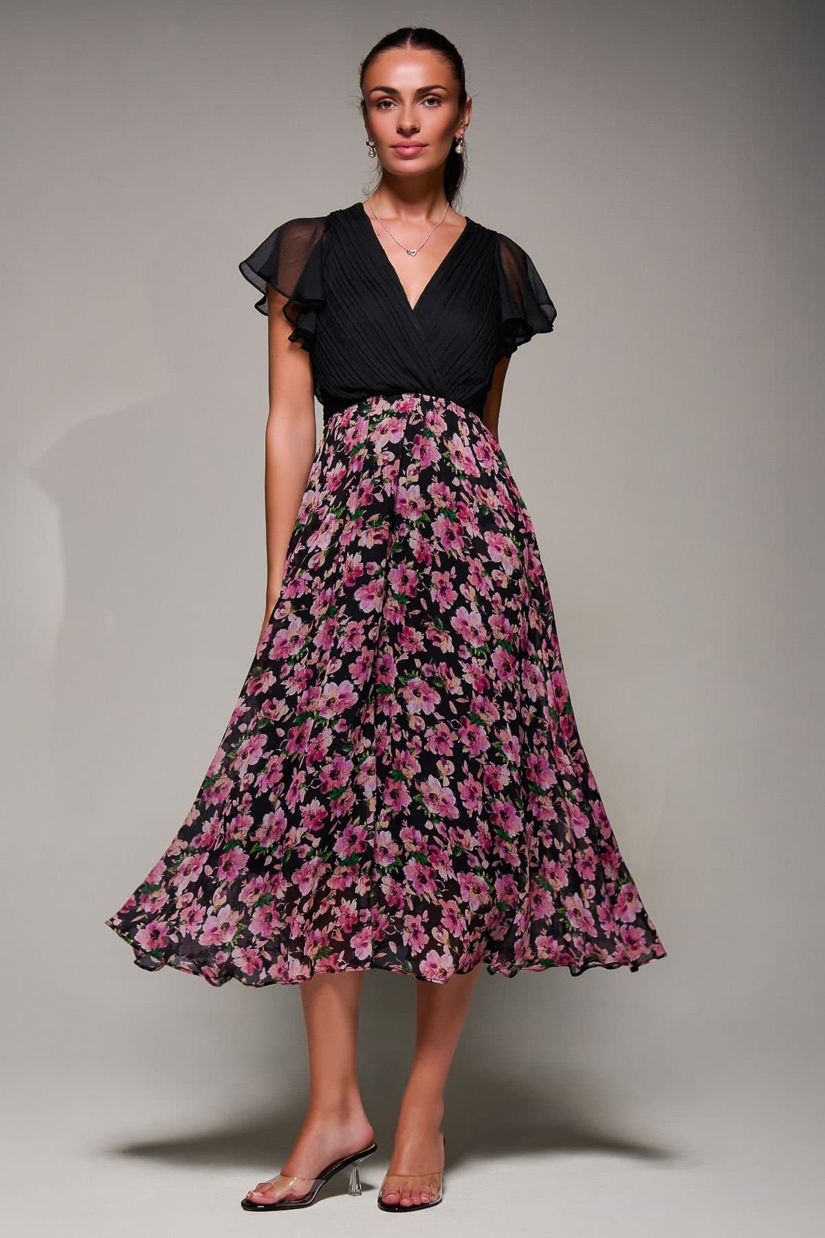 Jolie Moi Jolie Moi Women's Two Tone Chiffon Midi Dress