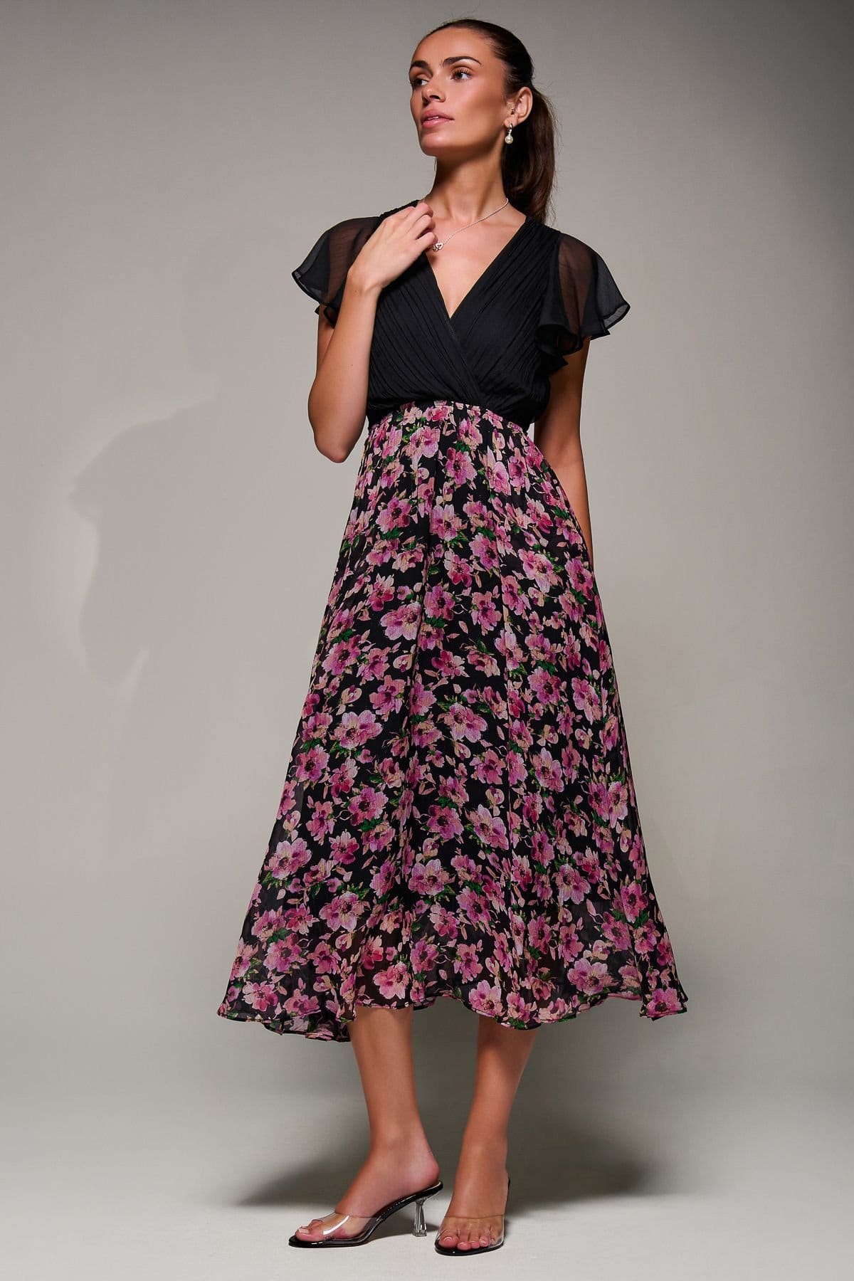 Jolie Moi Jolie Moi Women's Two Tone Chiffon Midi Dress - 4