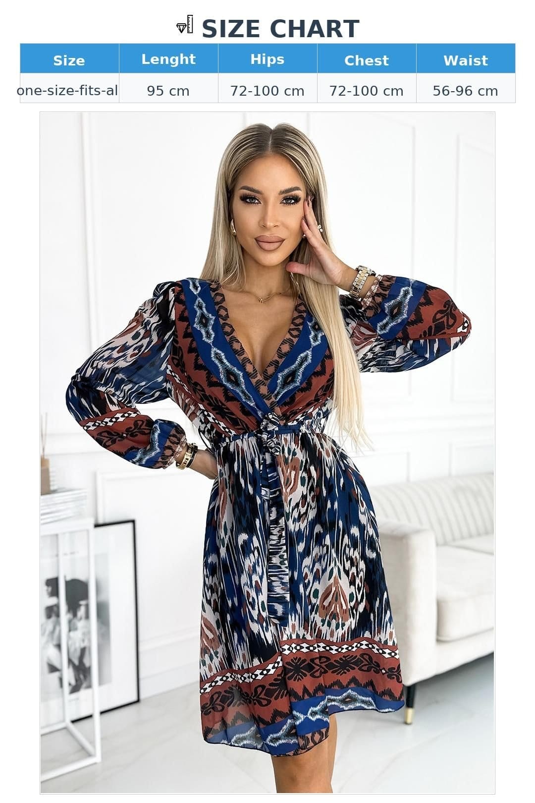 Love Lace Love Lace Women's Chiffon Dress With Indian Pattern Belt - 4