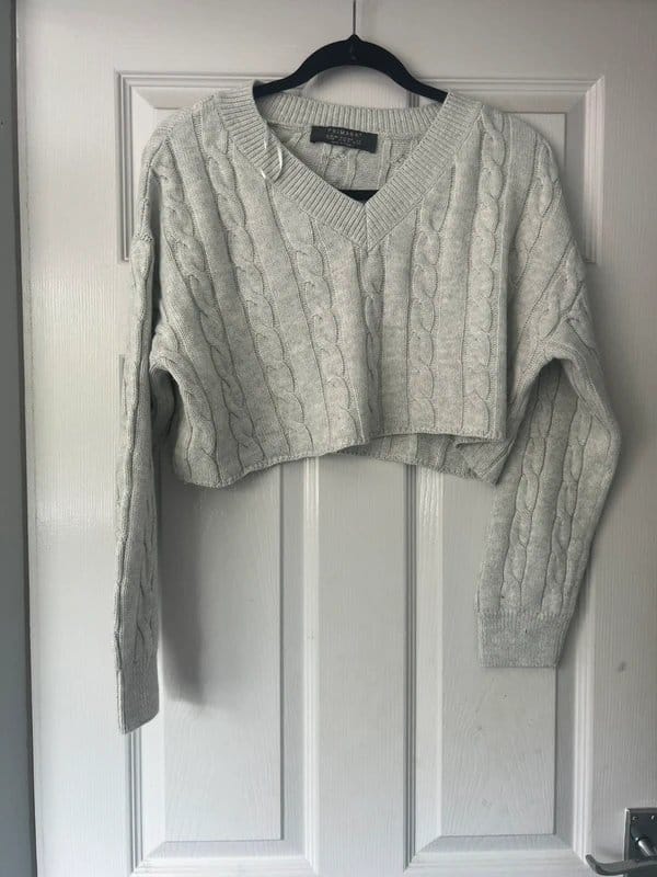 Primark Grey Cable Knit Cropped Jumper