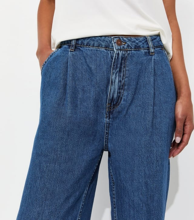 New Look Women's Blue Pleated Wide Leg Jeans New Look - 3