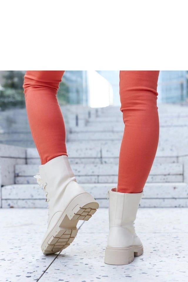 Love Lace Love Lace Women's Accadia Ankle High Lace Up Beaded Insulated Winter Boots in Beige - 3