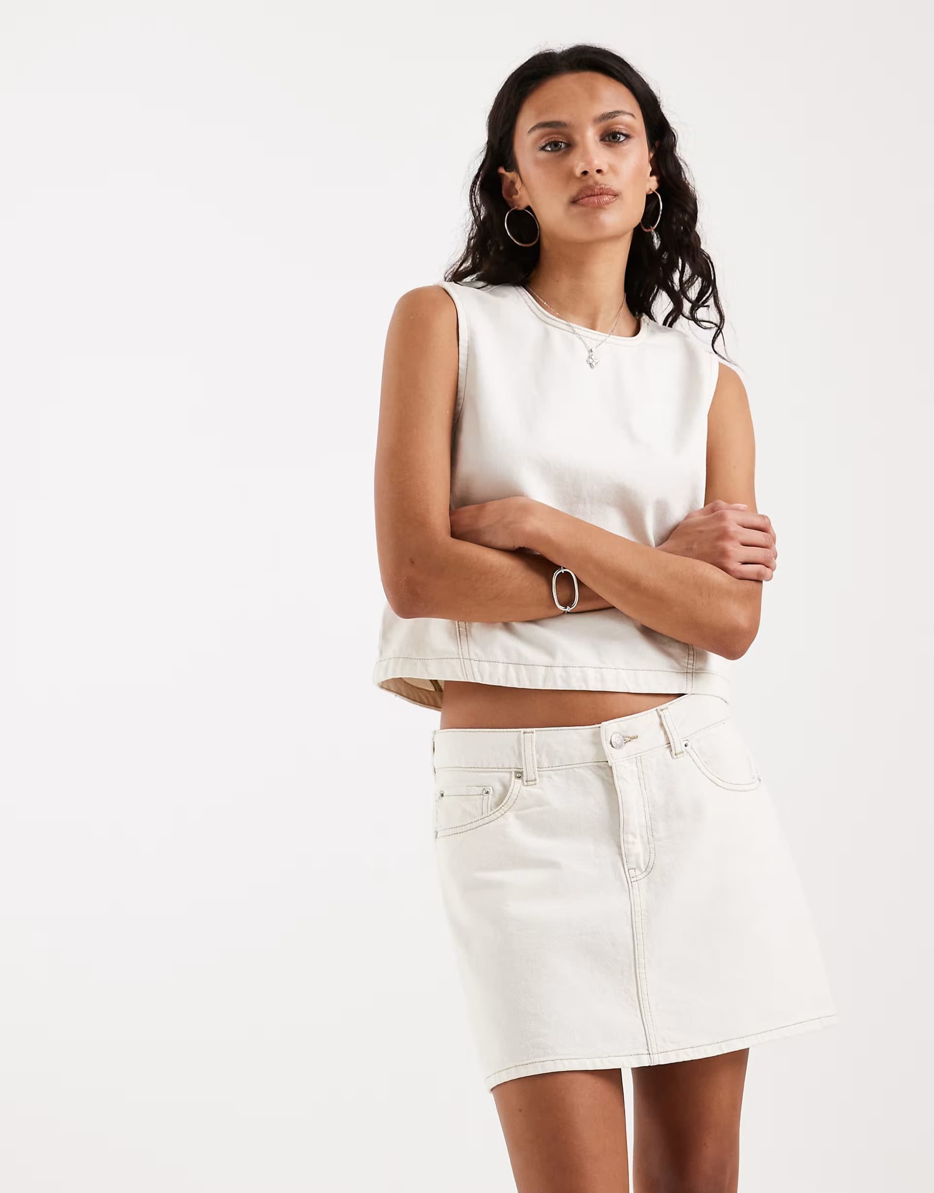 ASOS JJXX white denim skirt co-ord