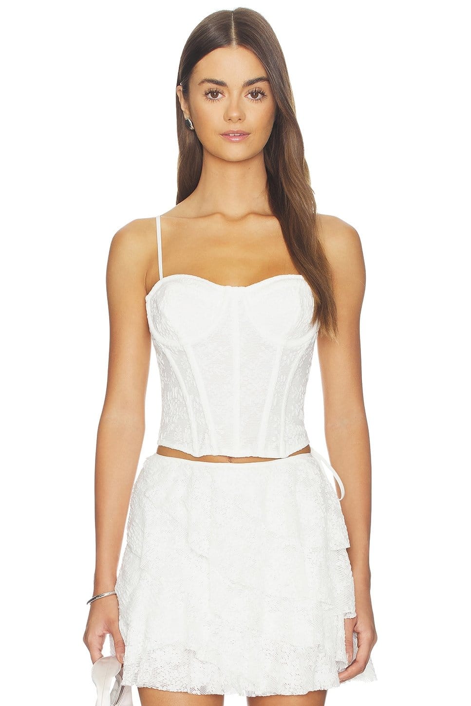 Revolve White Lace Sweetheart Corset Top