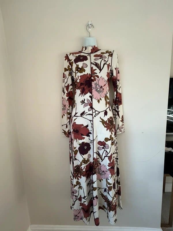 ME+EM ME+EM Ivory floral print high neck jersey maxi dress - RRP £195 - UK 8/10