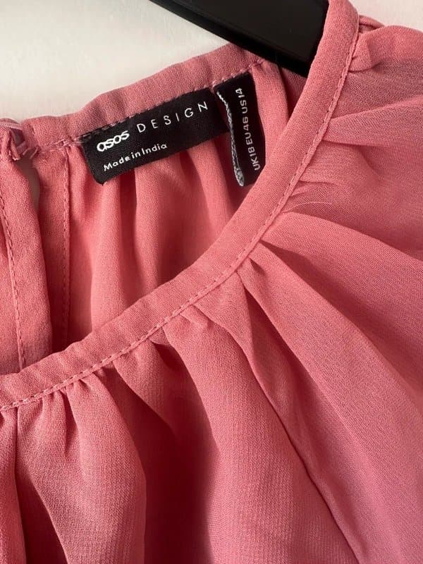 ASOS Design ASOS Design Rose Pink Chiffon Tiered Smock Top Size 18