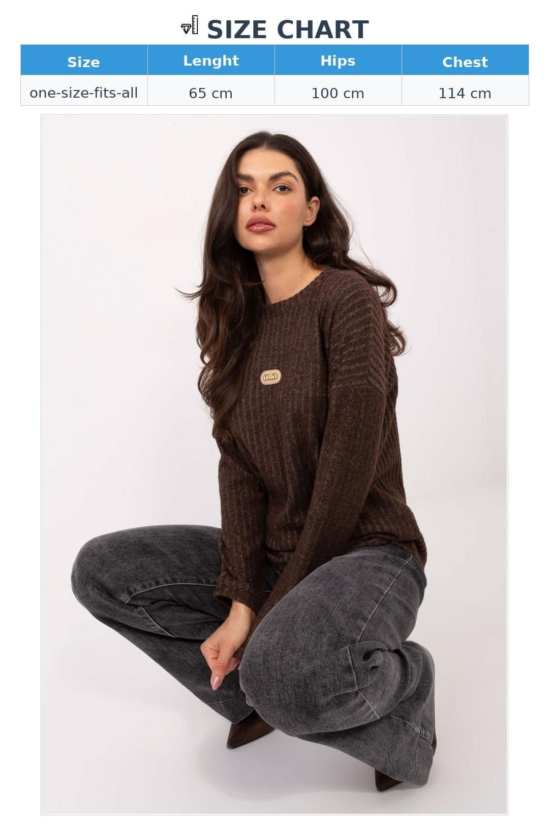 Love Lace Love Lace Women's Cotton Elastane Ribbed Patch Sweater in Brown - 4