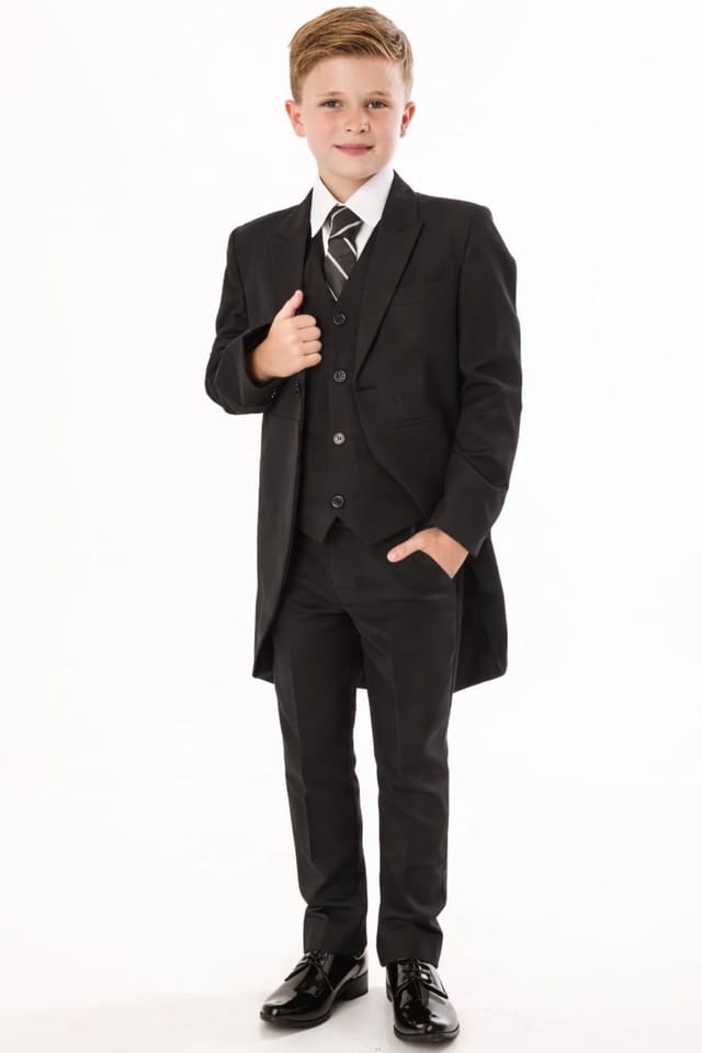 Vivaki Vivaki Men's 5 Piece Suit Black Tailcoat - 2