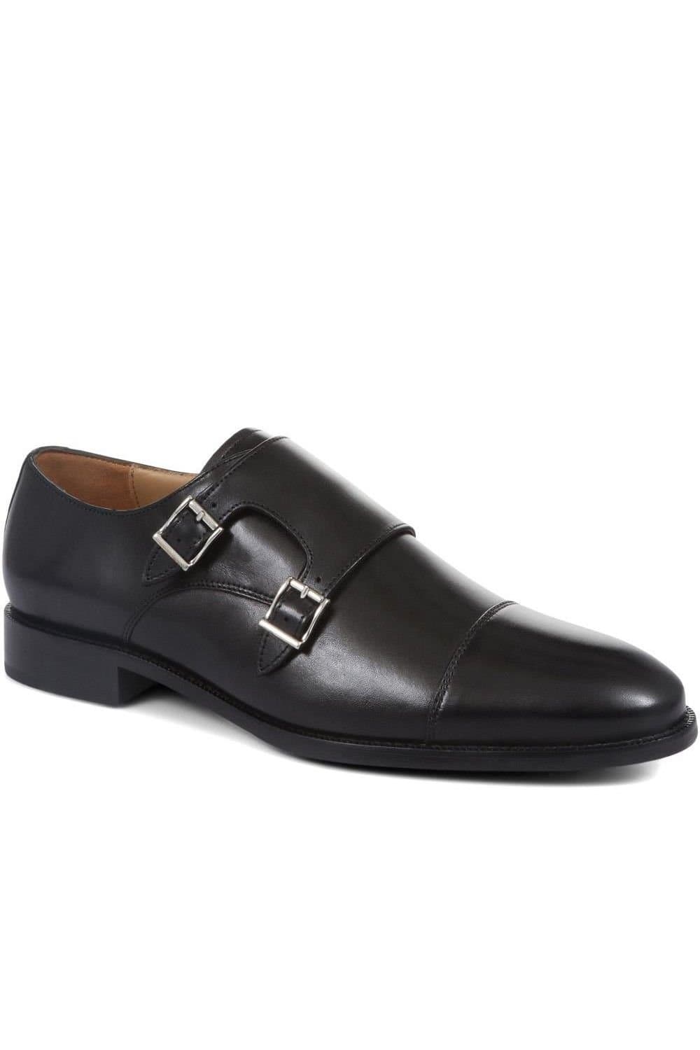 Jones Bootmaker Jones Bootmaker Men's Nathaniel Leather Double Monk Shoes in Black