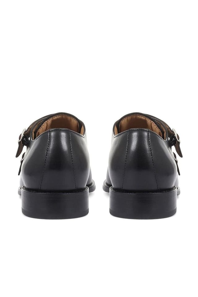 Jones Bootmaker Jones Bootmaker Men's Nathaniel Leather Double Monk Shoes in Black - 3