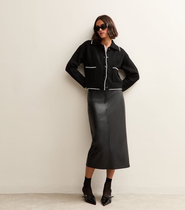 New Look Women's Black Faux Leather Pencil Skirt New Look - 2