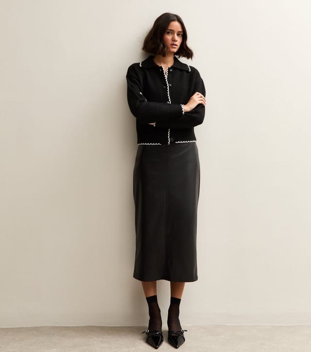 New Look Women's Black Faux Leather Pencil Skirt New Look - 3