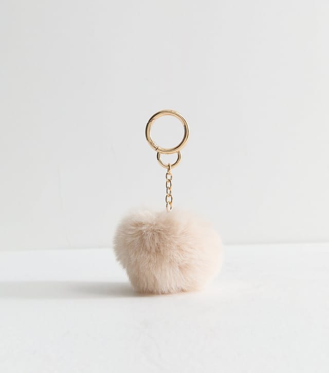 New Look Cream Fluffy Pom Pom Bag Charm New Look - 2