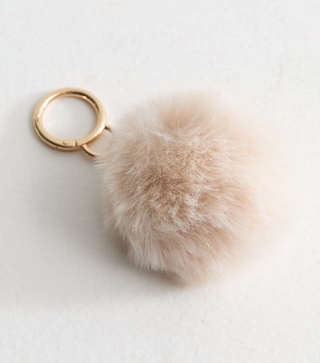 New Look Cream Fluffy Pom Pom Bag Charm New Look - 3