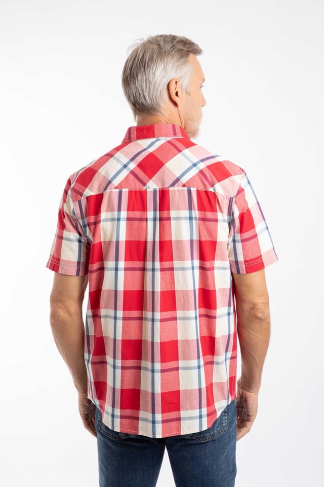 Weird Fish Weird Fish Men's Judd Short Sleeve Check Shirt in Light Red - 3