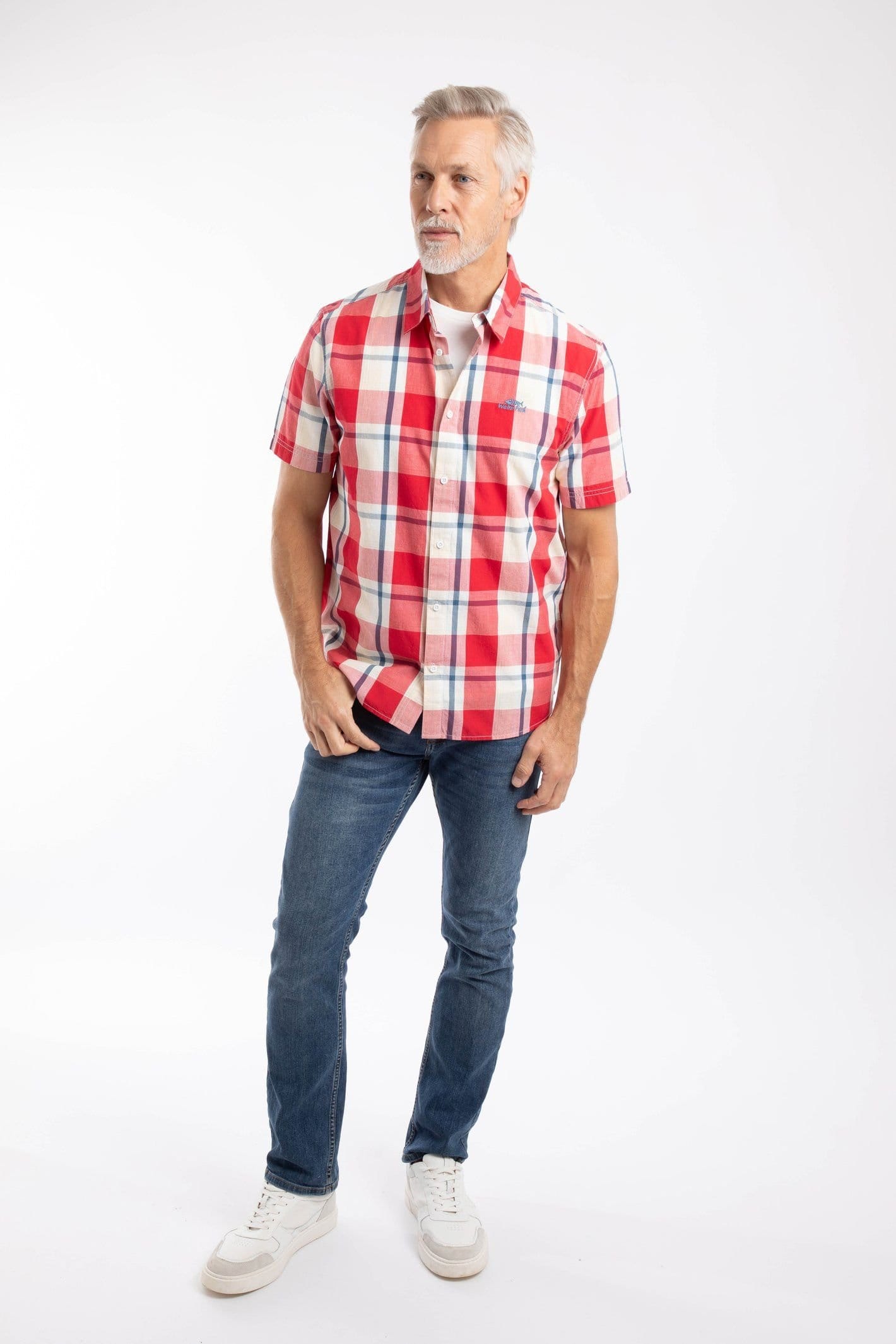 Weird Fish Weird Fish Men's Judd Short Sleeve Check Shirt in Light Red - 4