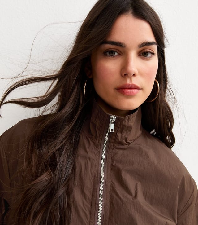 New Look Women's Dark Brown Zip Through Funnel Neck Jacket New Look - 3