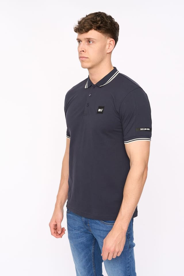 Duck&Cover Duck&Cover Men's Wrentham Cotton Pique Polo with Subtle Tipping in Navy - 2