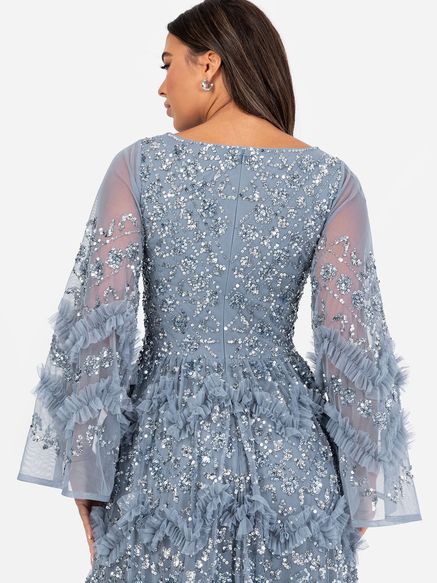 Maya Deluxe Maya Deluxe Women's Fully Embellished Maxi Dress in Blue - 4