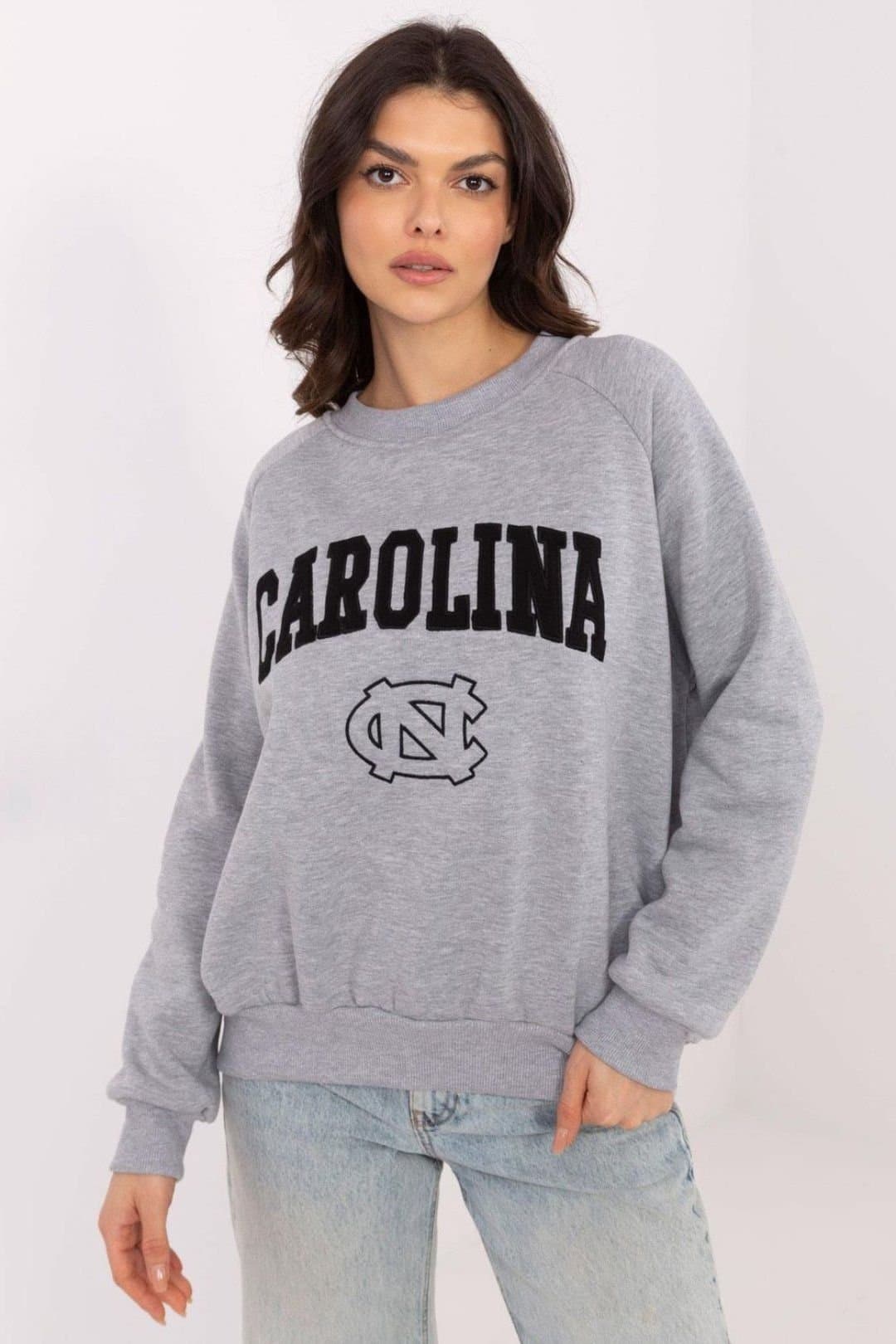 Love Lace Love Lace Women's Cotton Long Sleeve Logo Patch Sweatshirt in Grey