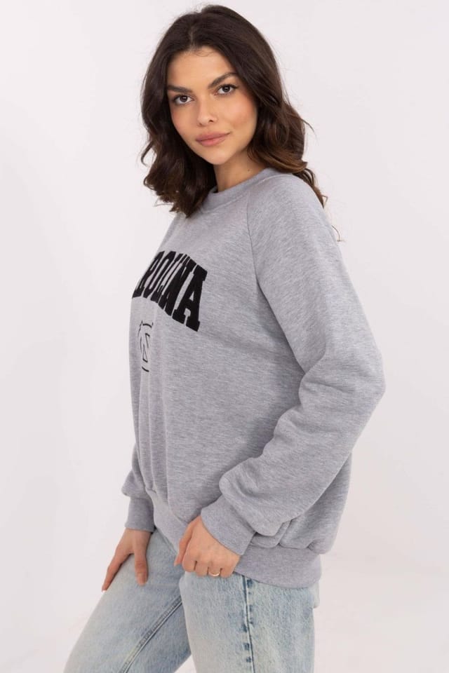 Love Lace Love Lace Women's Cotton Long Sleeve Logo Patch Sweatshirt in Grey - 2