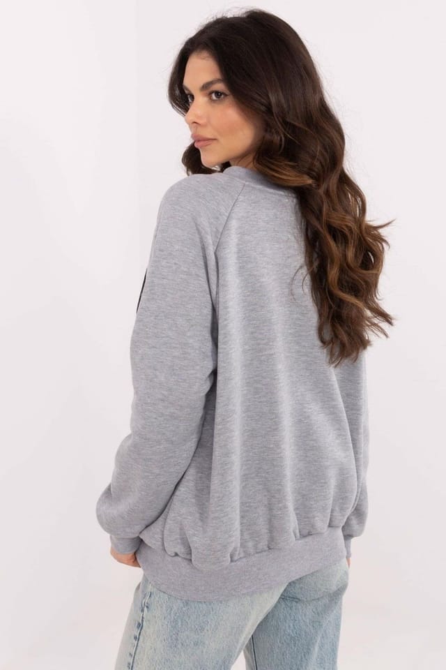 Love Lace Love Lace Women's Cotton Long Sleeve Logo Patch Sweatshirt in Grey - 3