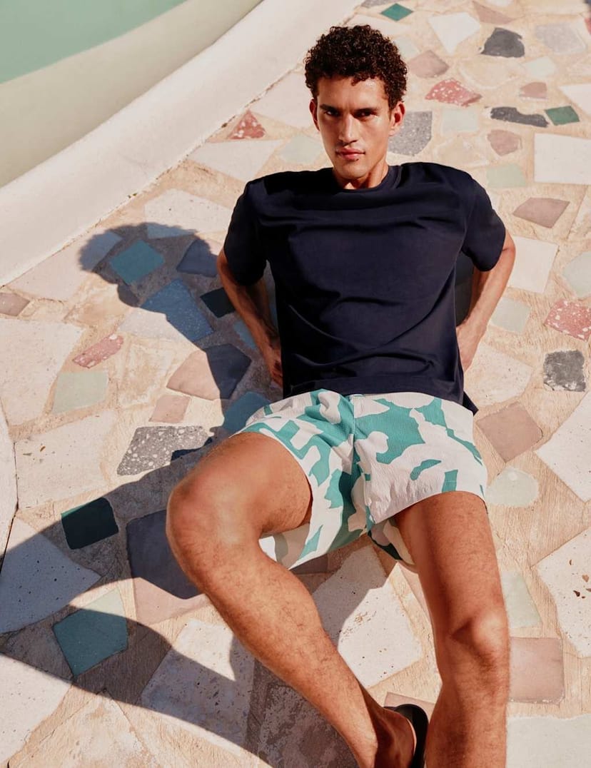 Marks & Spencer M&S Quick Dry Printed Swim Shorts Emerald - 1
