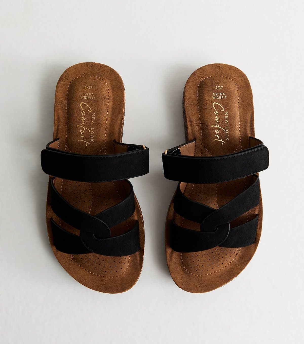 New Look Women's Extra Wide Fit Black Faux Suede Twist Front Mule Sandals Vegan New Look