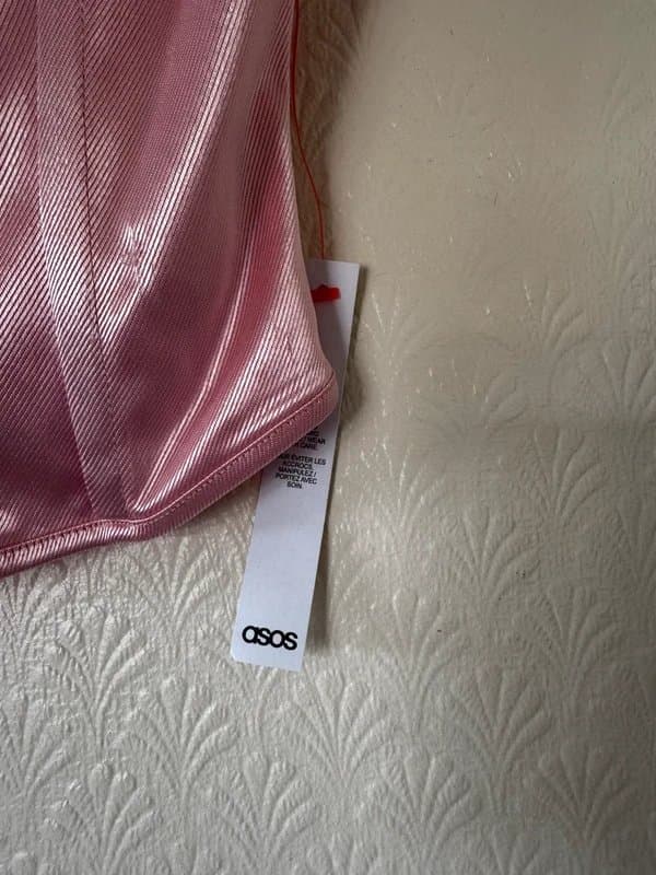 ASOS ASOS pink satin corset crop top ribbed structure size 8 party occasions