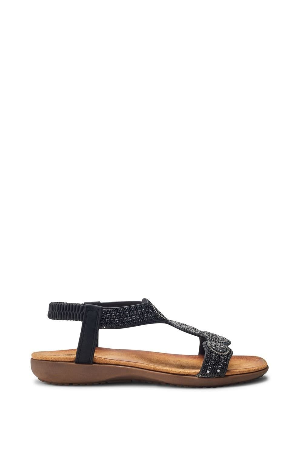 b.soleful b.soleful Black Porvair Sandals with Beaded Strap
