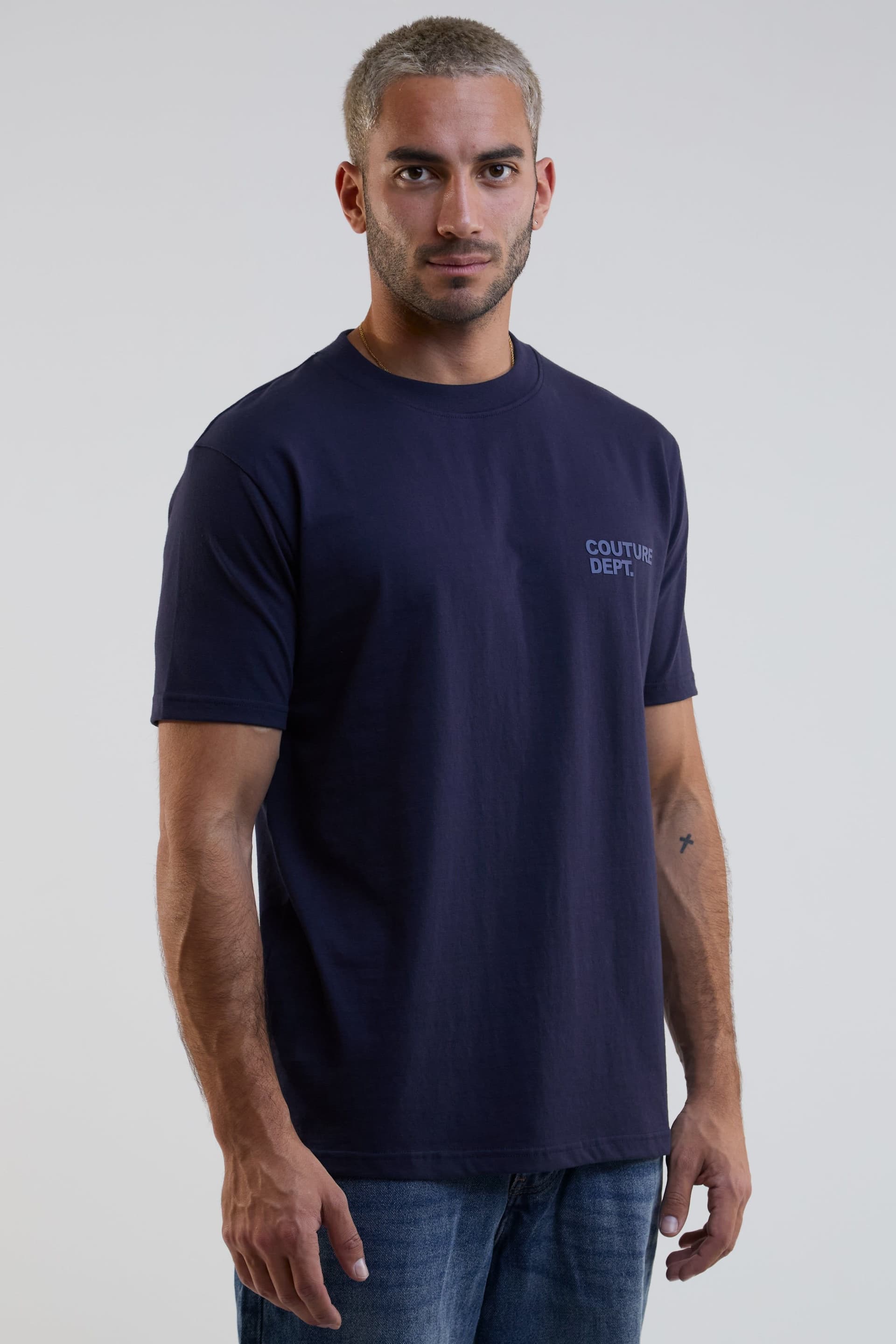 BCouture BCouture Men's Regular Fit Cotton T-Shirt in Navy