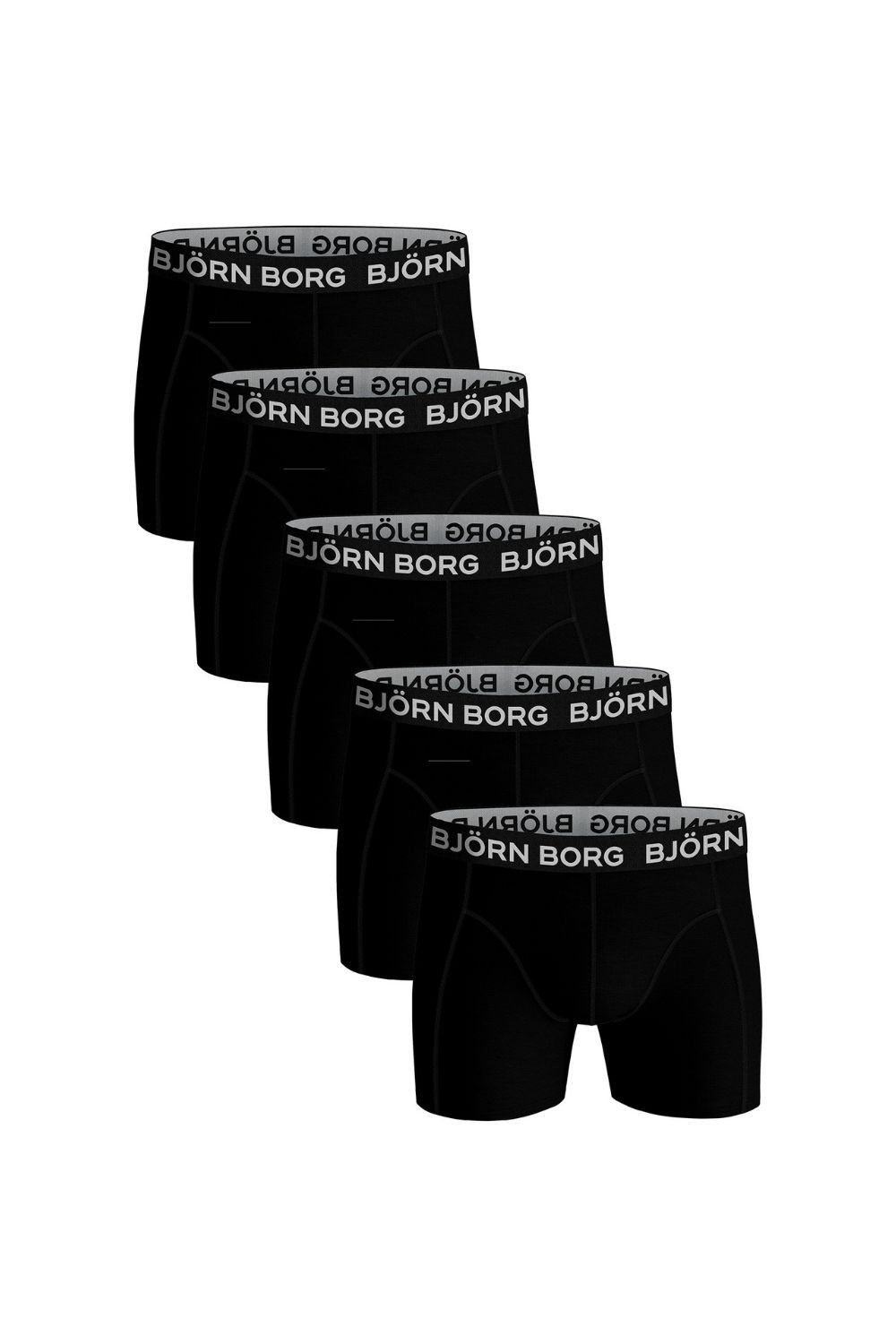 Bjorn Borg Bjorn Borg Men's 5 Pack Designer Band Cotton Boxer Shorts in Jet Black - 1