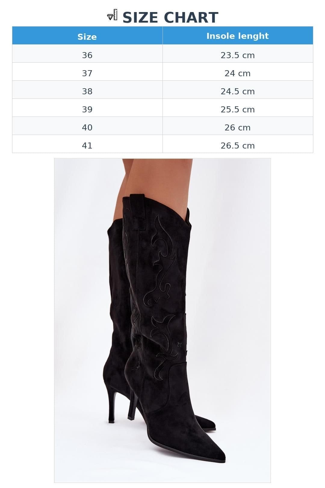 Love Lace Love Lace Women's Cowboy Style Suede Ankle Boots with Stiletto Heel Zipper in Black - 4