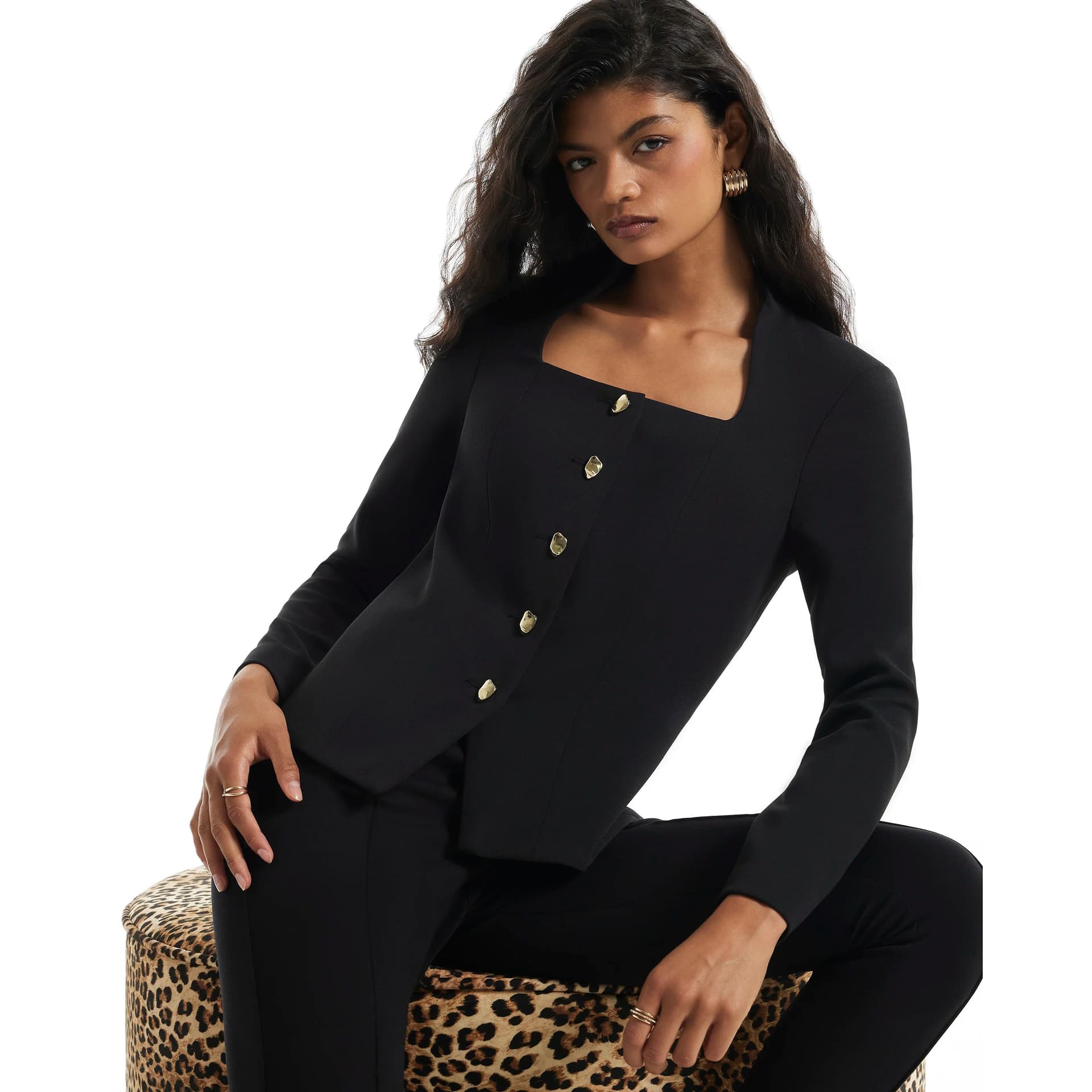 River Island River Island Womens Black Stand Cup Collar Jacket