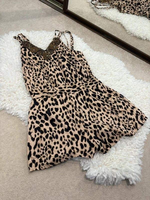 New Look Embellished sequin Leopard Print Playsuit