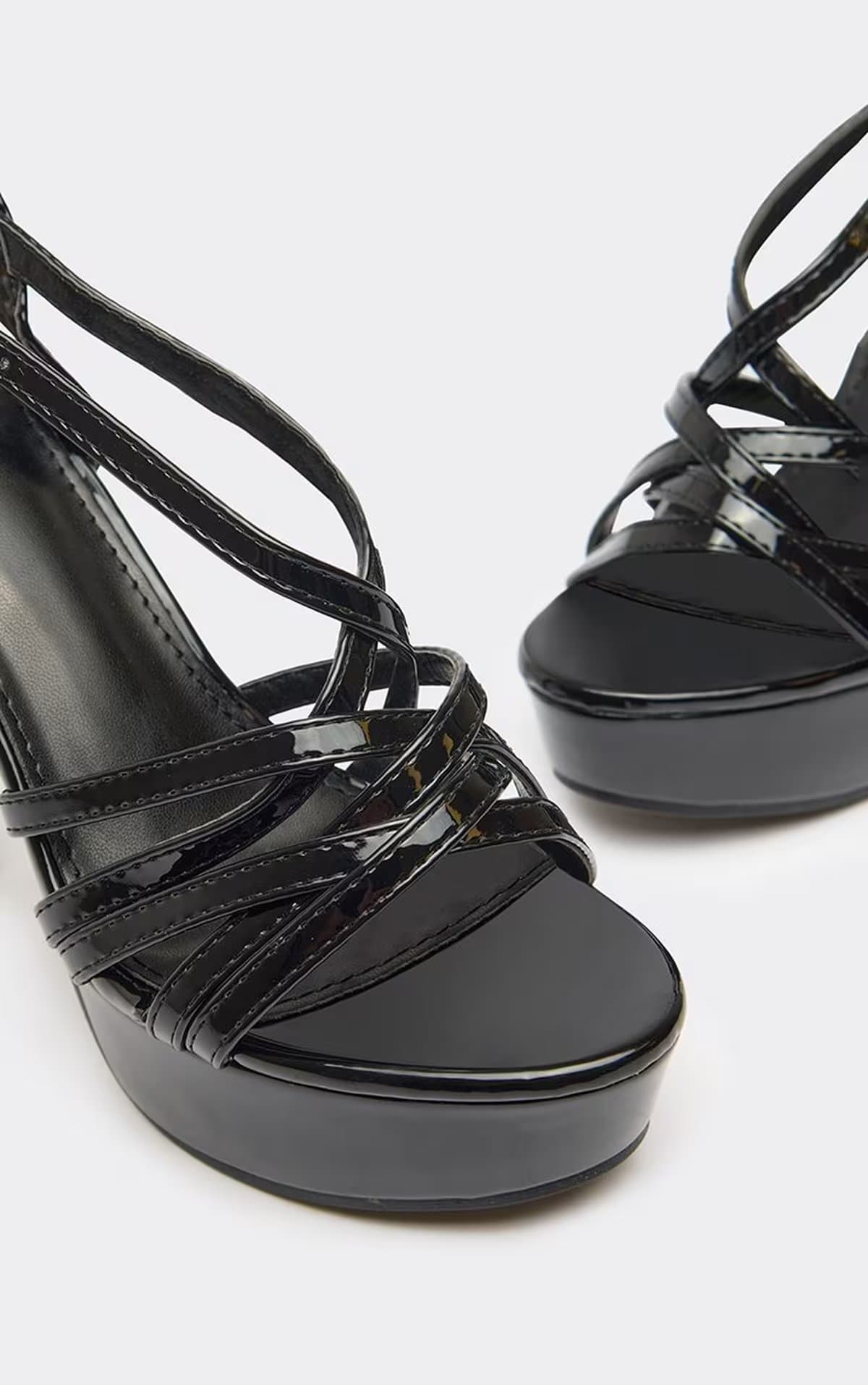 EGO EGO Black Faux Leather Strappy Stiletto Heel