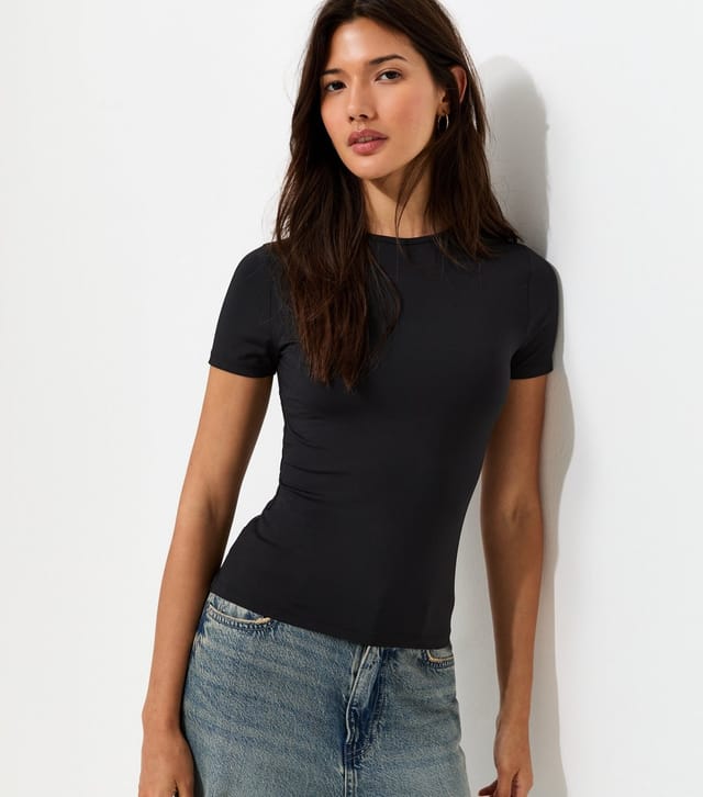 New Look Women's Black Slinky Jersey Crew Neck T-Shirt New Look - 2