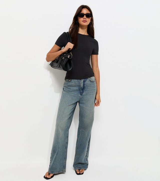New Look Women's Black Slinky Jersey Crew Neck T-Shirt New Look - 3