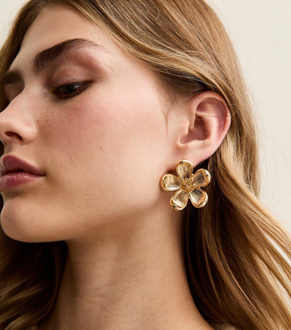 New Look New Look Gold Tone Large Flower Stud Earrings