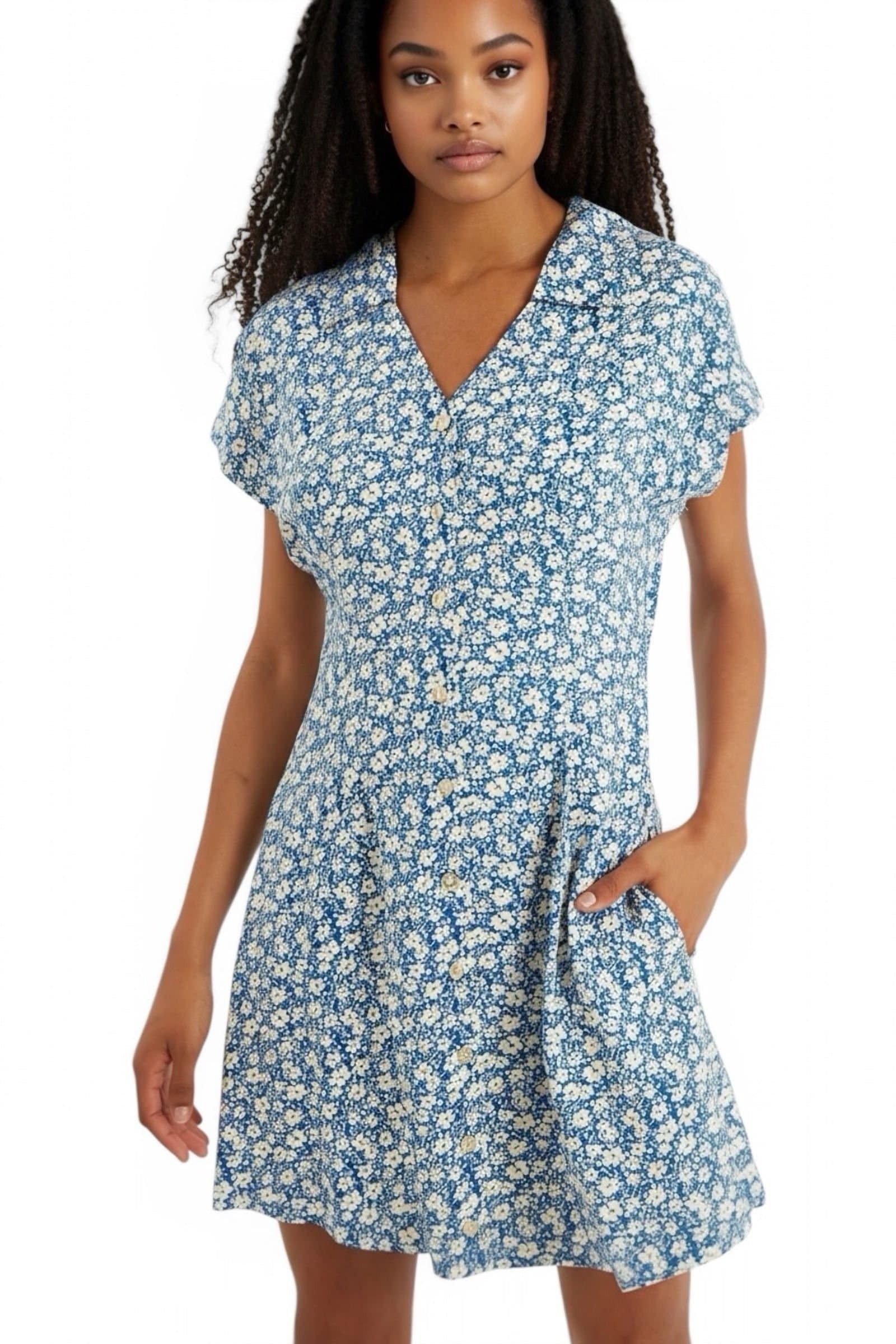 Louche Louche Women's Prudence Periwinkle Mini Shirt Dress in Blue