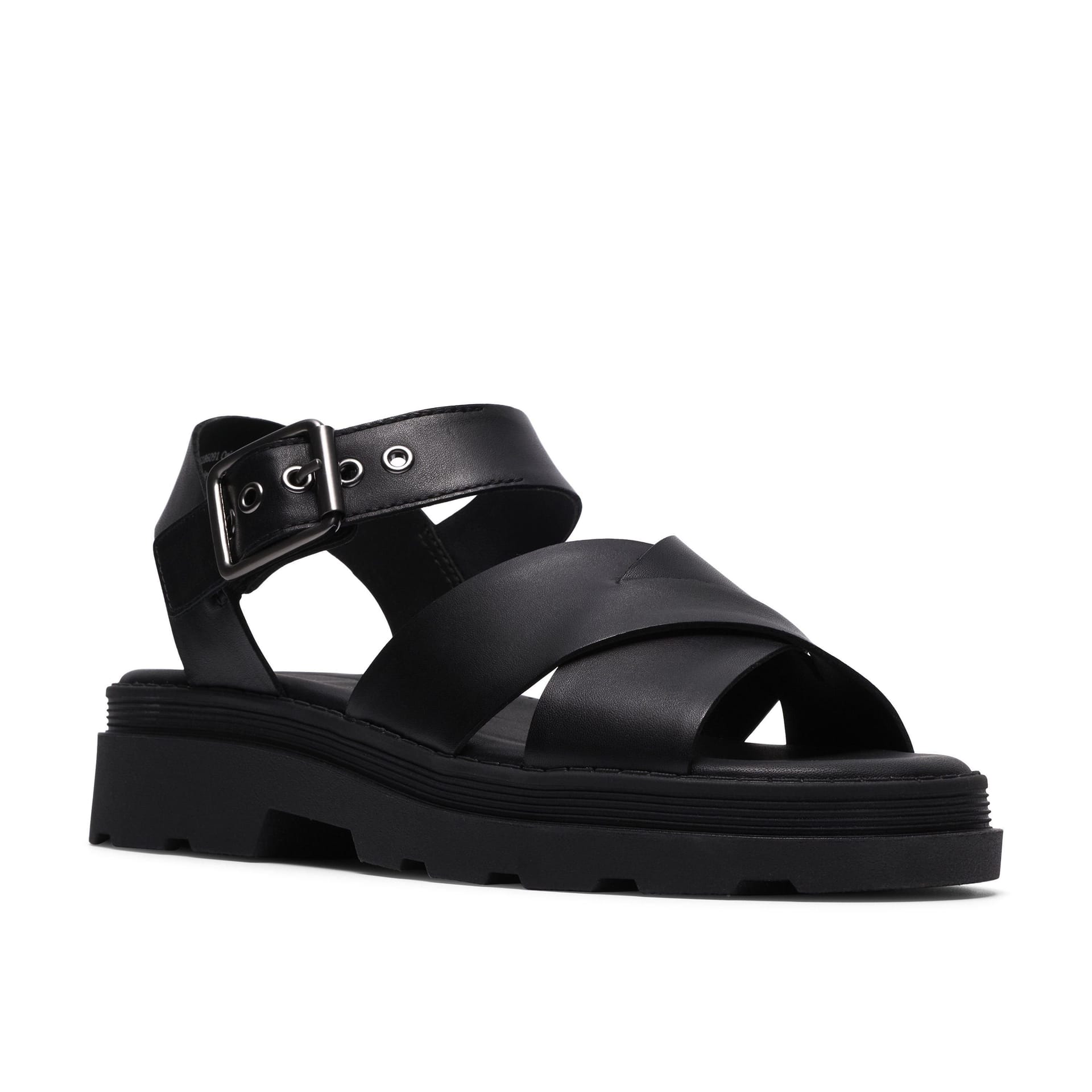 Clarks Clarks Women's Orinoco3 Cross Black Leather Flat Sandals - 4