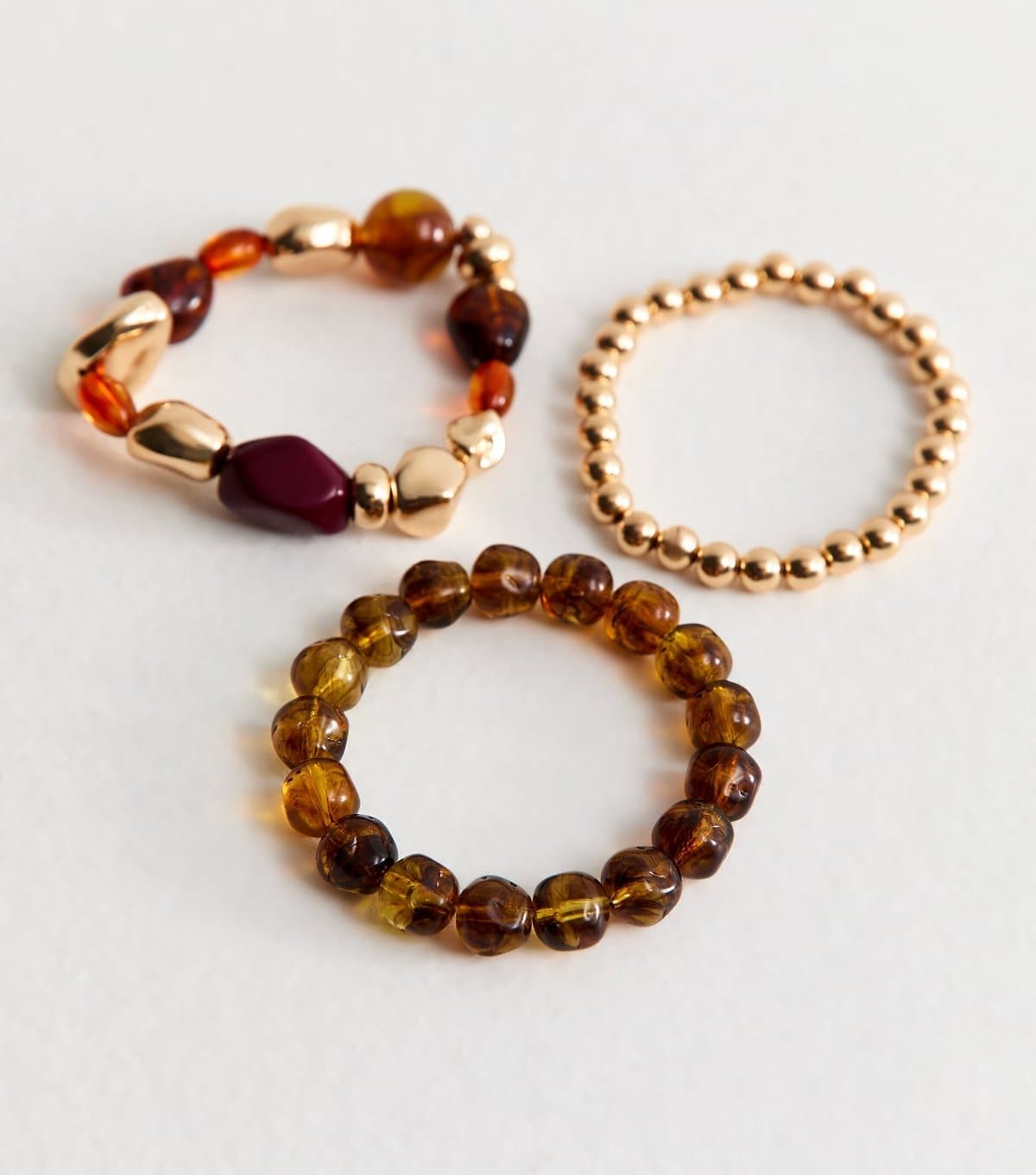 New Look Pack Of 3 Brown Multi Bead Bracelets New Look