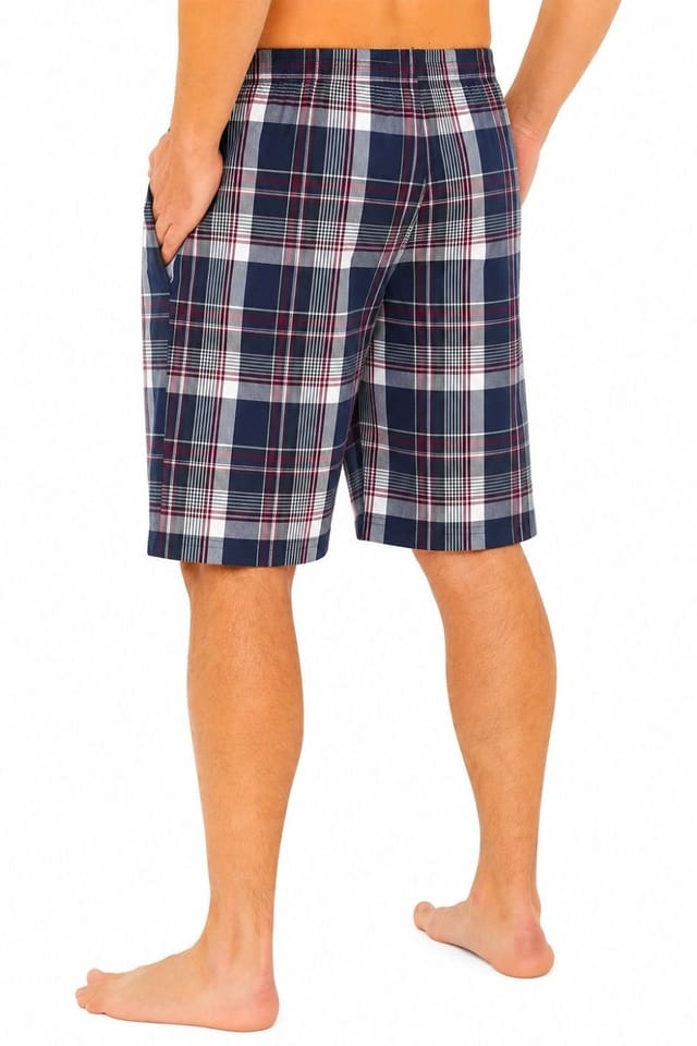 Just Essentials Just Essentials Men's Check Pyjama Shorts in Navy - 3