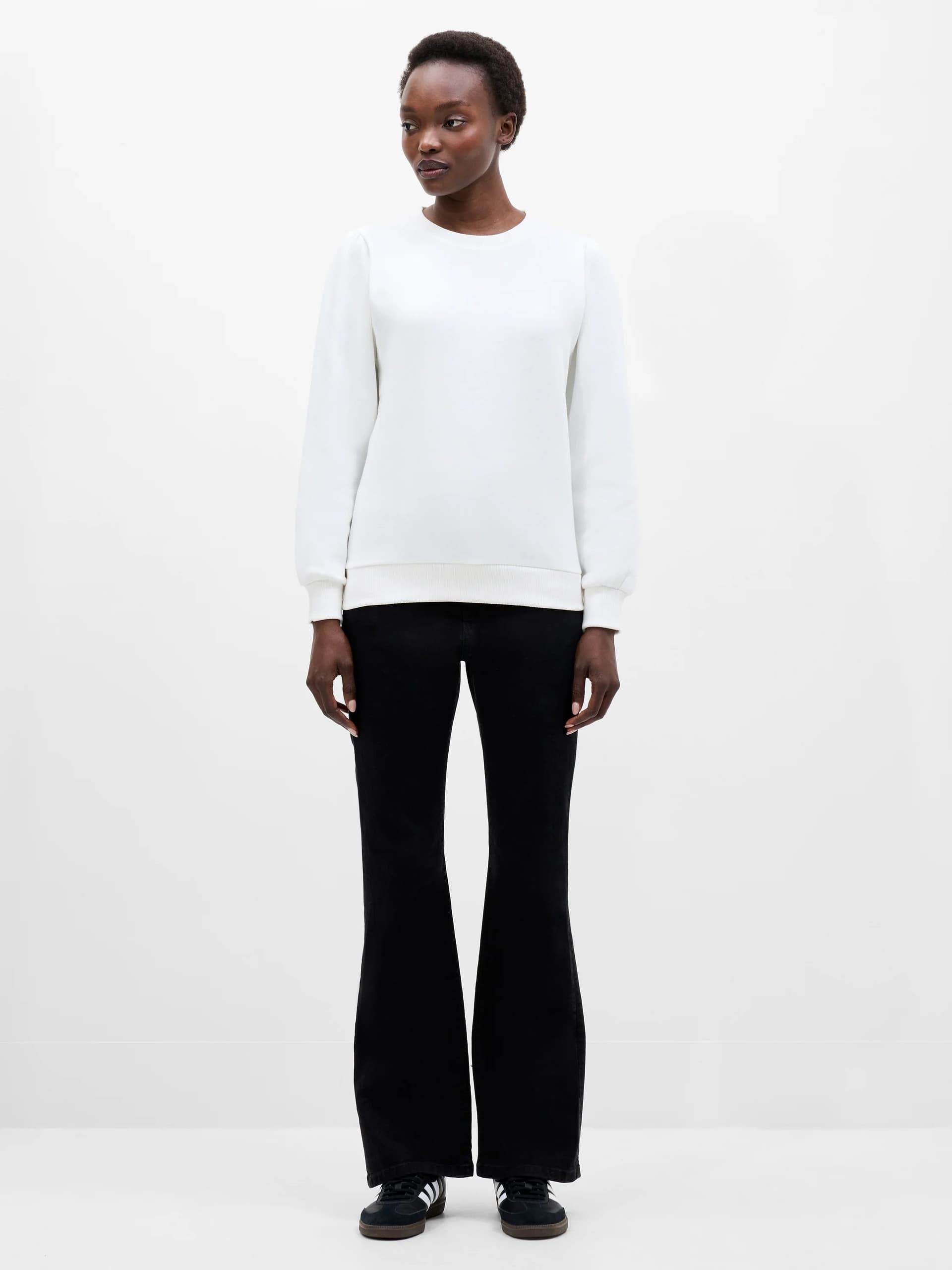 French Connection Puff Sleeve Sweatshirt White