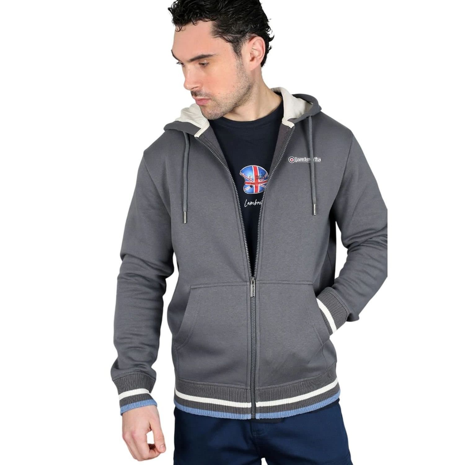 Lambretta Lambretta Men's Full Zip Hoodie in Dark Grey